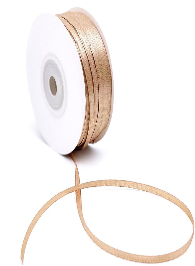 Capesaro Champagne Ribbon - 1/8 inch x 100 Yards Solid Color Double Face Thin Satin Ribbon for Gift Wrapping Flowers Bouquet Baby Hair Accessories Wedding Birthday - Image 1